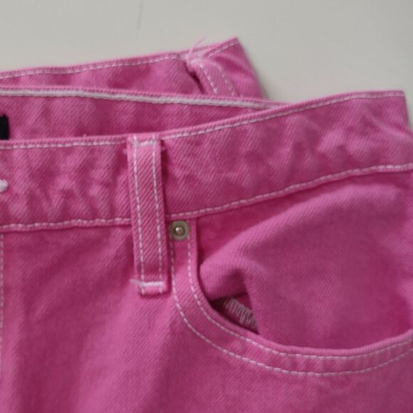 Fashion Nova Pink Fuchsia Jeans Floral Paint High Waist Jr 9 NEW - Picture 5 of 10